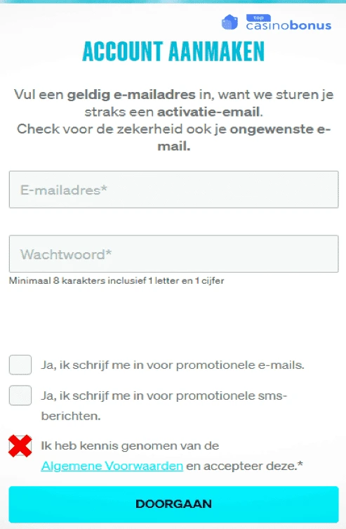 accountgegevens aanmaken 