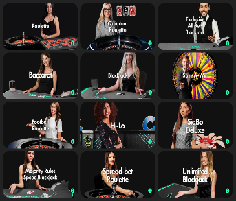 Live casino spellen bij Bet365