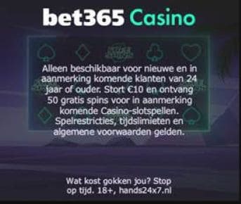 Bet365 gratis spins bonus banner