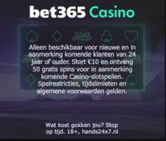 Bet365 gratis spins bonus banner