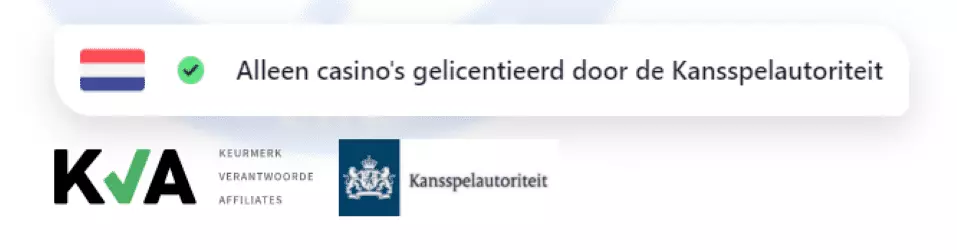 Plaatjes KSA, Topcasinobonus met KVA alleen casino's met Nederlandse licentie