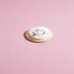 cookie on pink surface