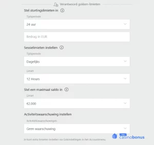 Limieten instellen bij Bet365