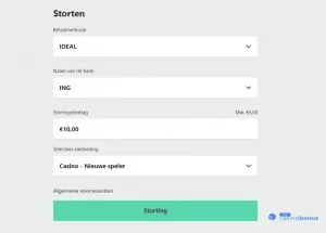 Bedrag en methode kiezen bet365