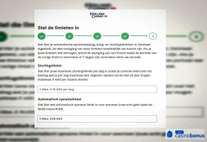 Holland Casino scherm limieten instellen